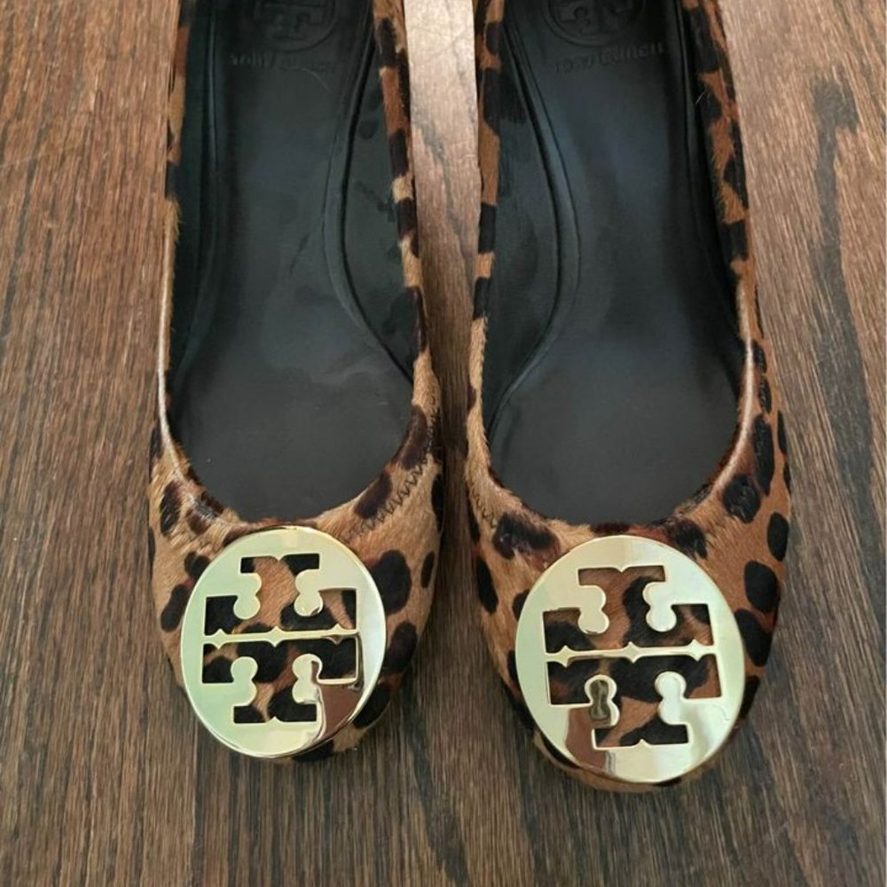 Tory Burch Hair on Hide Fur  2.5" Heels, Brown & Black Leopard Shoes 9.5